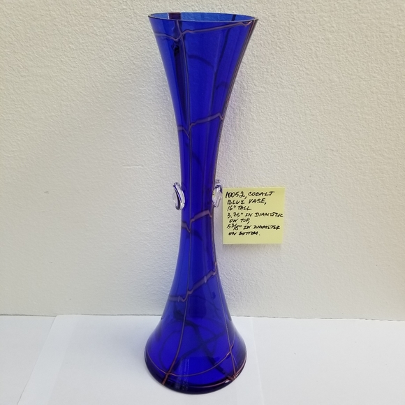 10052 New Rare Murano Cobal Blue 16" Vase, Italia Collection, hand made in Italy - Picture 2 of 13